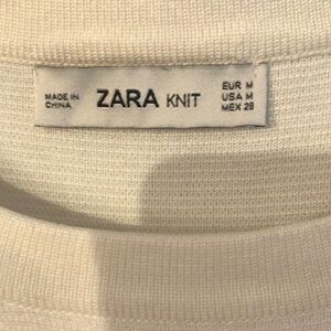 Zara White Short Sleeve sweater